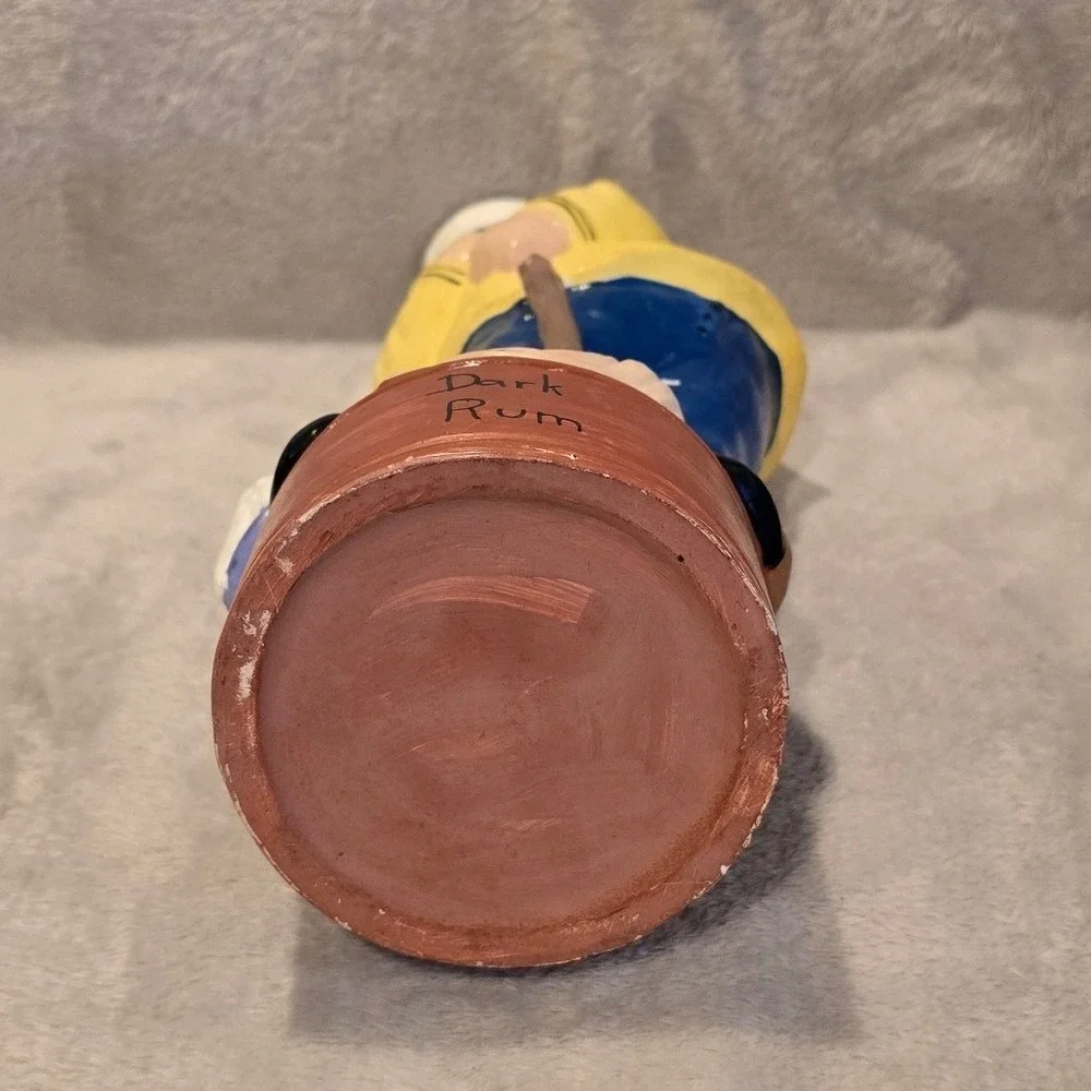 Vintage Ceramic Sailor Decanter Dark Rum Nautical Figurine Yellow Raincoat 12